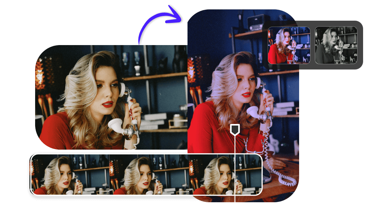 Reels from video with various editing features and media assets