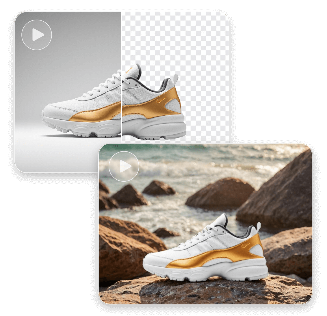 Remove and change video background in Clipfly featuring a shoe