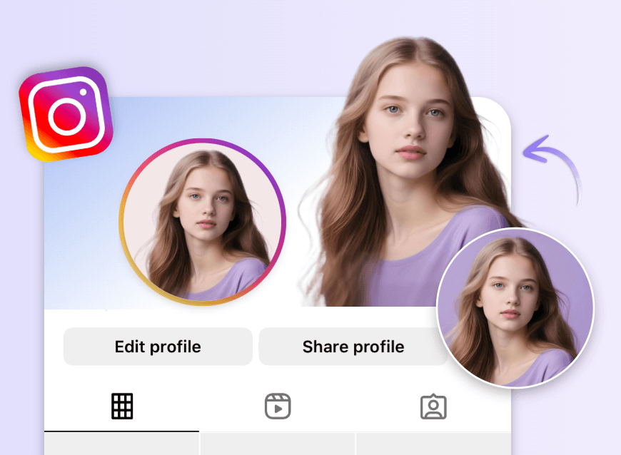Remova o fundo de uma foto de retrato de uma mulher e use-o como ins pfp