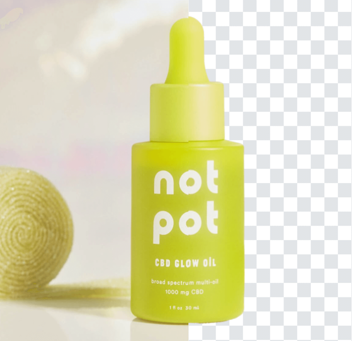 Remover fundo de uma foto de um produto de sérum com fundo amarelo