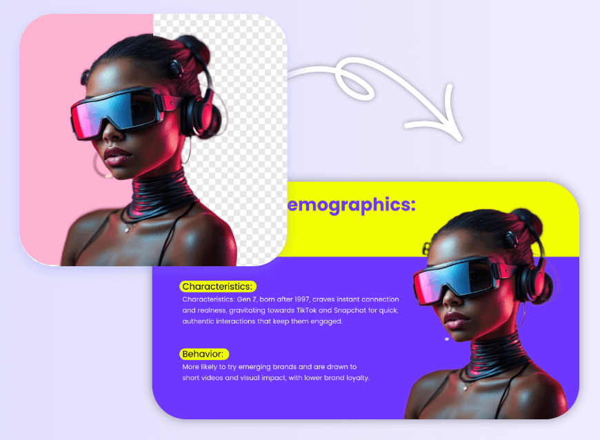 Remova o fundo de um design gráfico de retrato e use-o como um banner