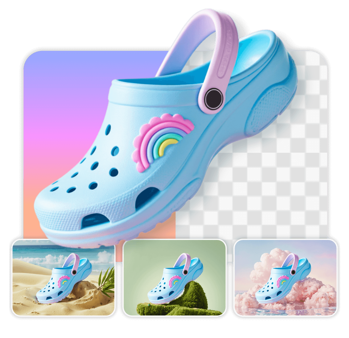 Remover fundo de uma imagem de sapato e adicione um fundo de IA a ela