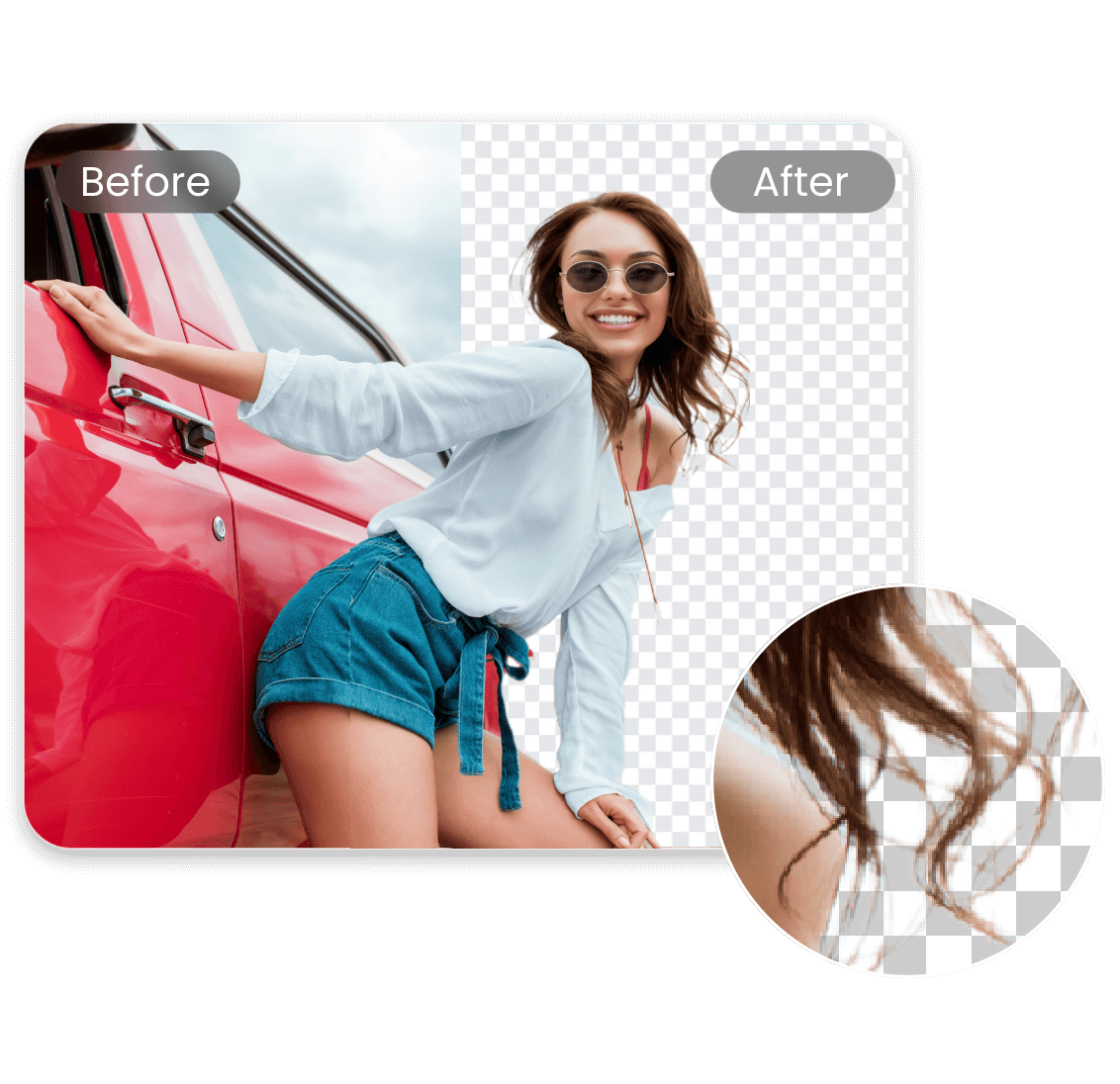 Remove background from image with detail preserved featuring hair details