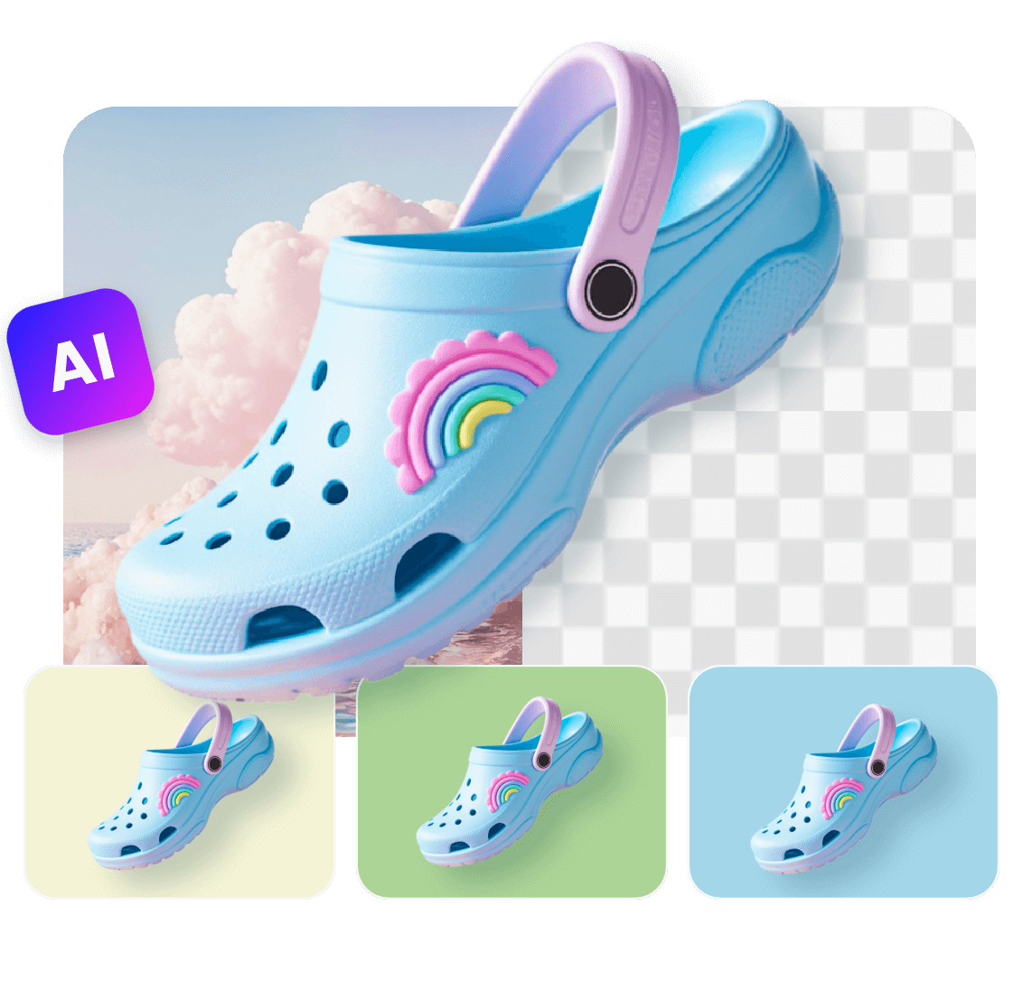 Remove bg of a shoe product image and change its bg colors