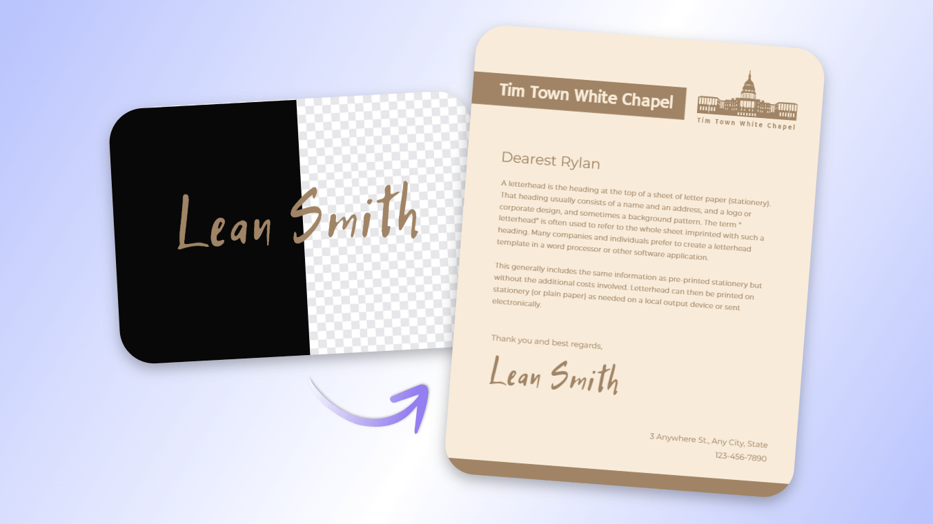 Remove black background from a signature and add it to a file