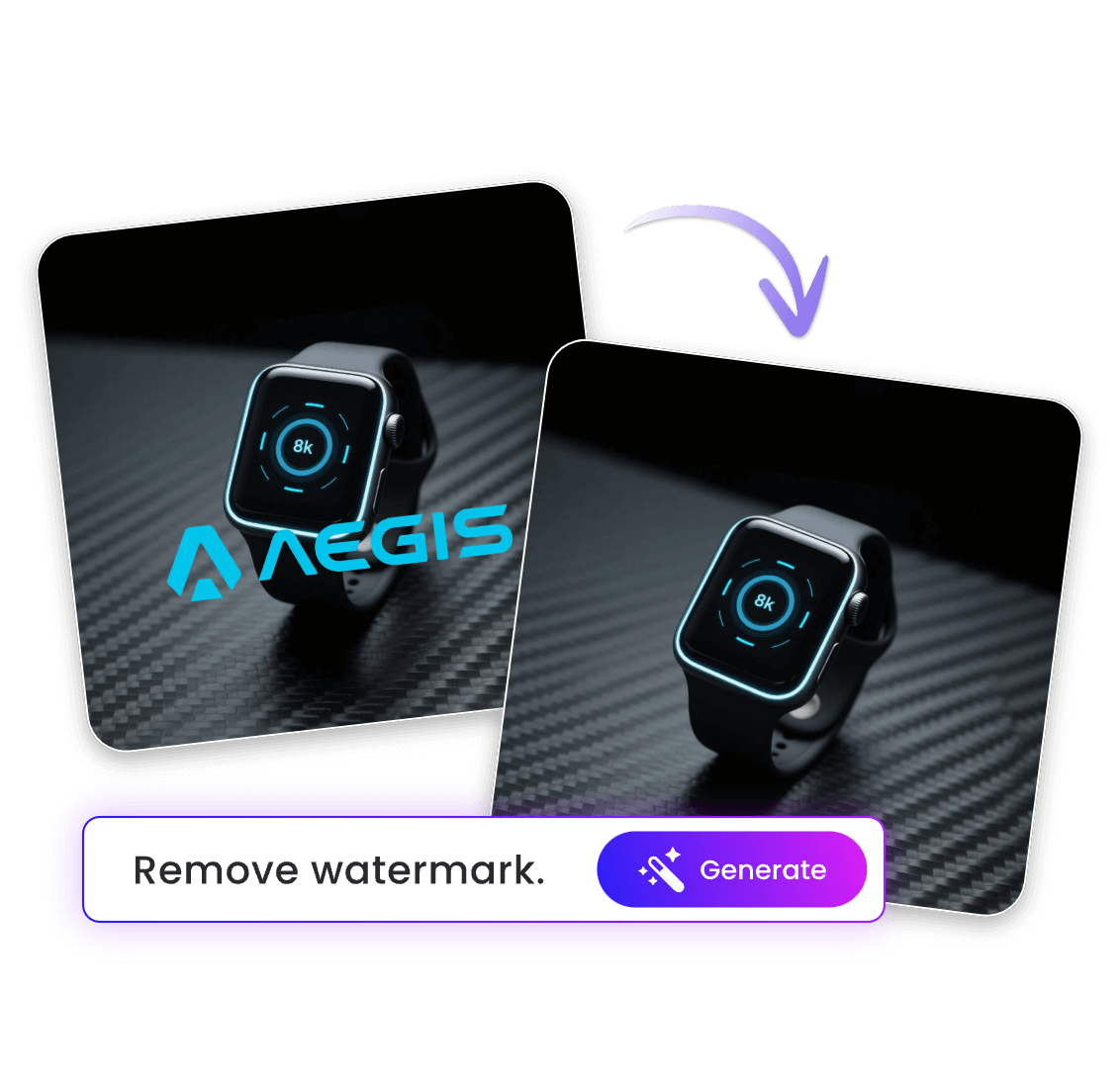 Remove logo from a photo of a watch with clipfly using prompt