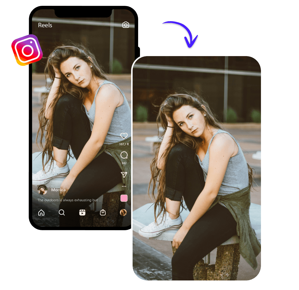 Remove the instagram reel video watermark
