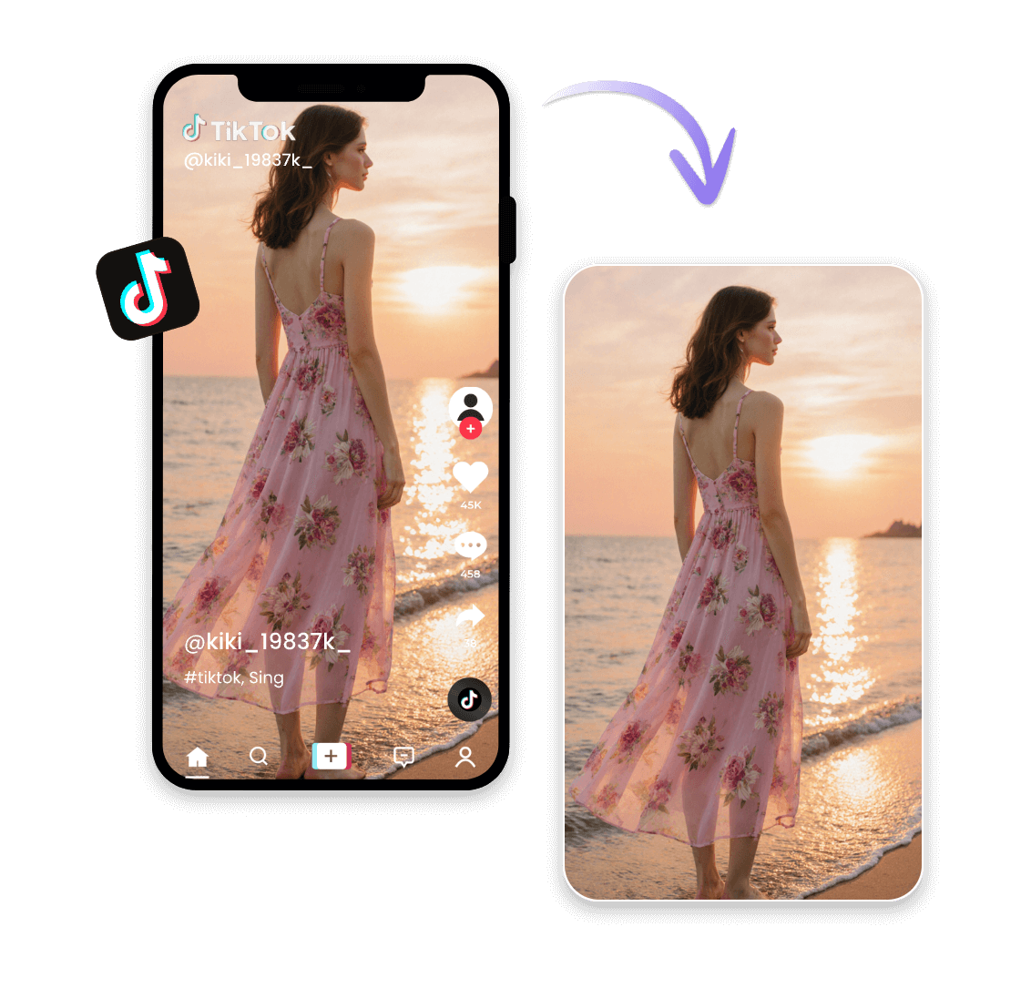 Remove the watermark and ui elements of tiktok with clipfly