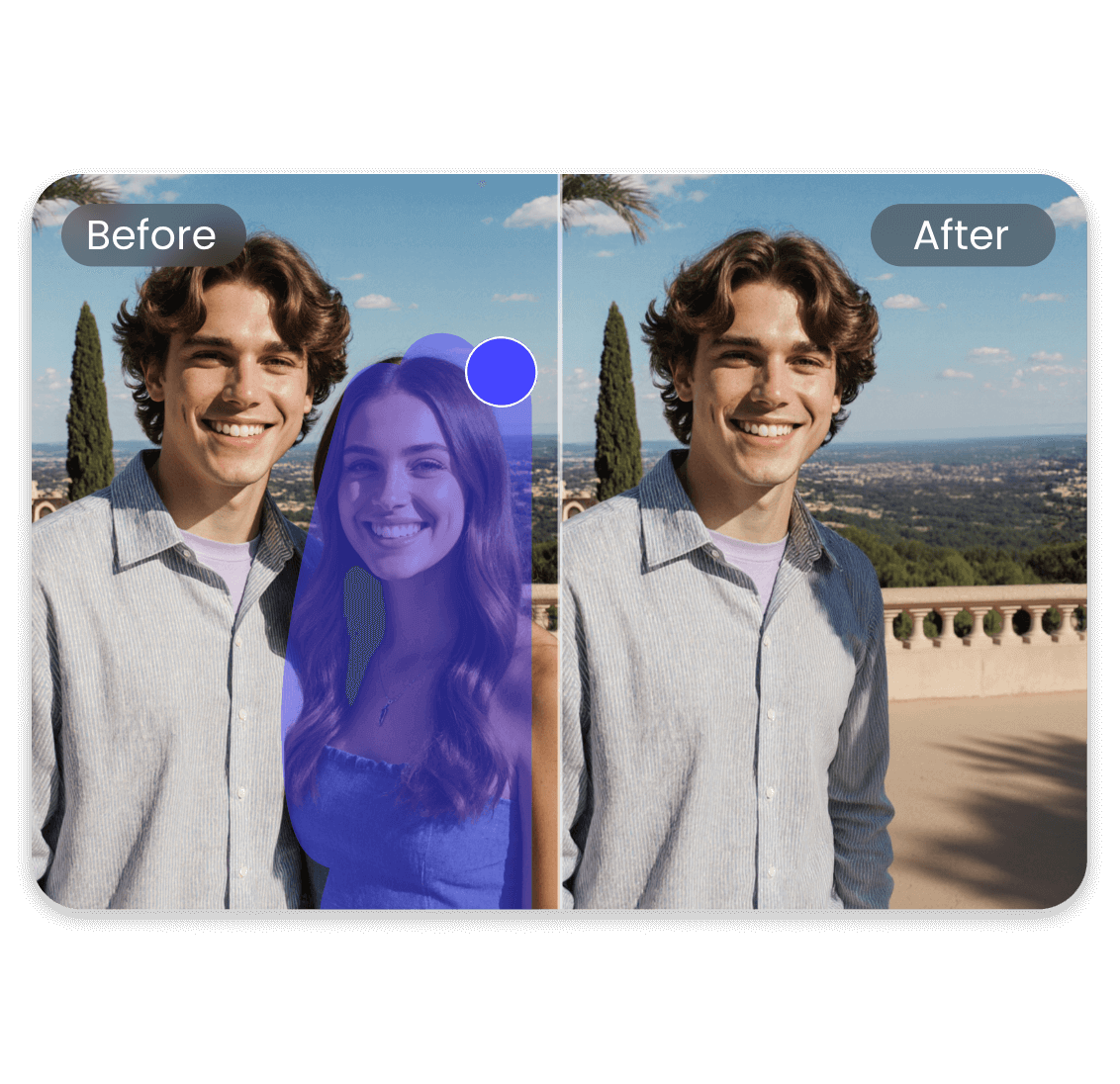Remove the woman from a couples photo