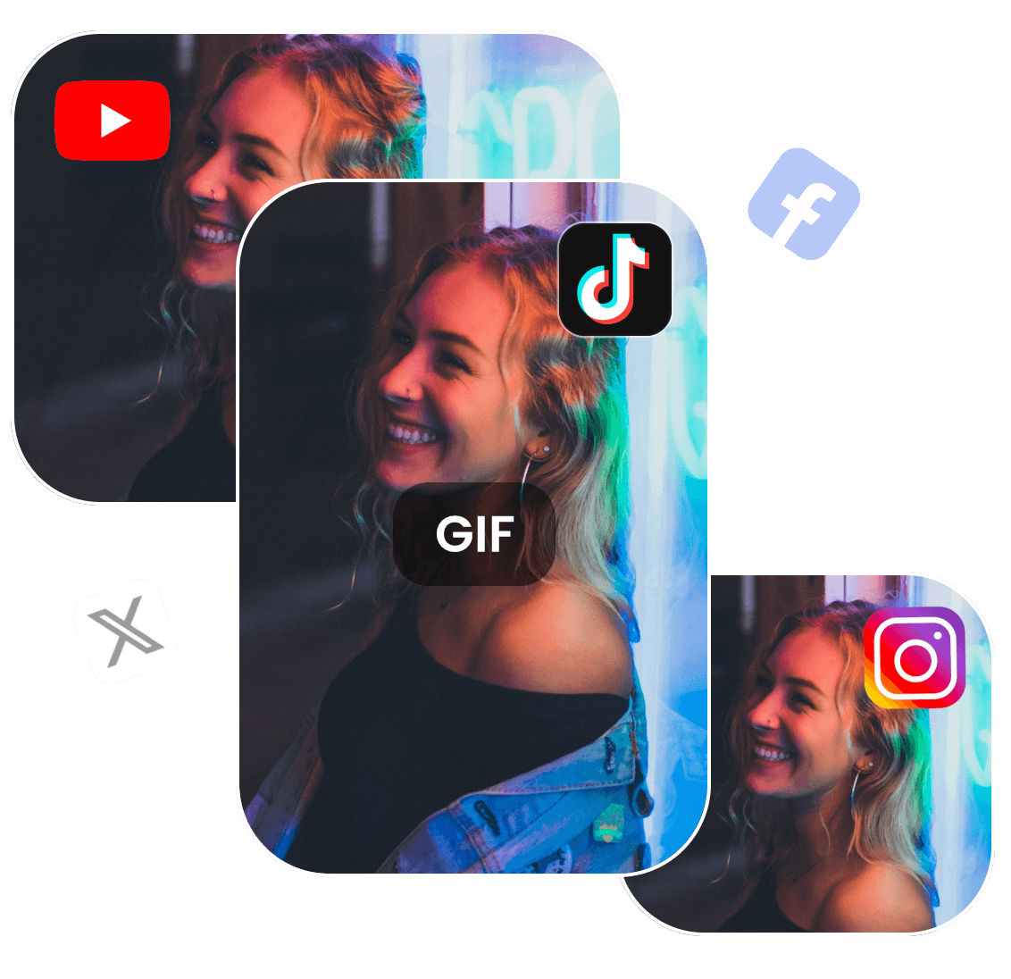 Resize a gif of a smiling girl for various platforms