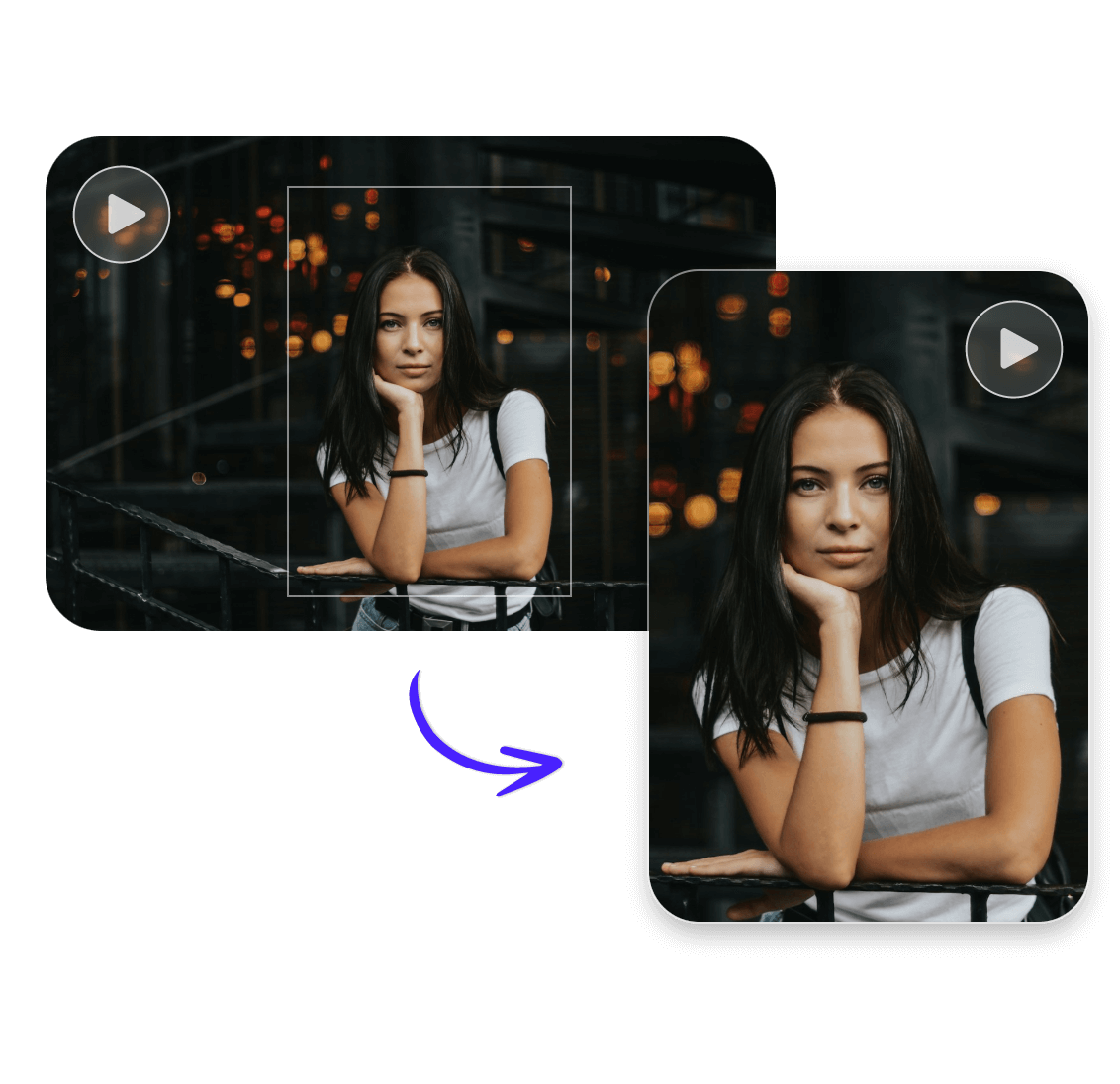 Resize a landscape video for a youtube shorts of a female