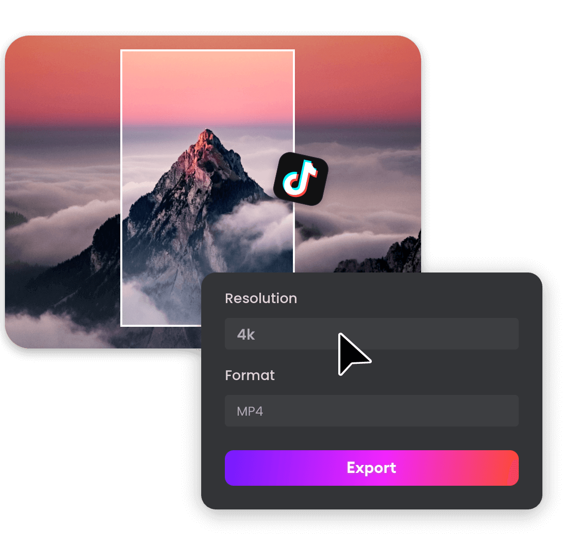 Resize a mountain landscape video for tiktok and download it in high quality
