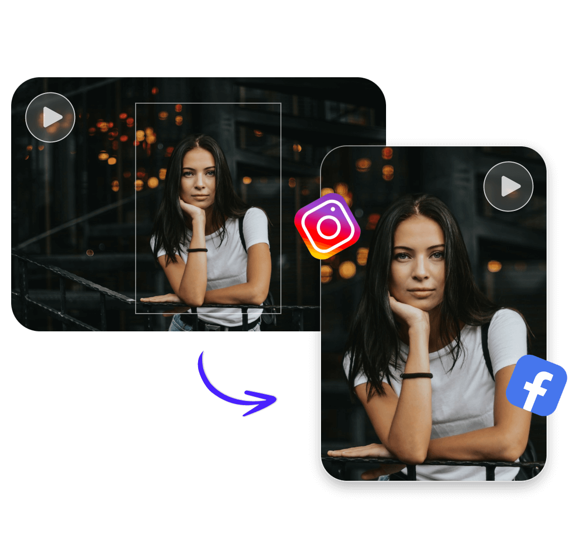 Resize a video of a female to fit the reel size for facebook and instagram