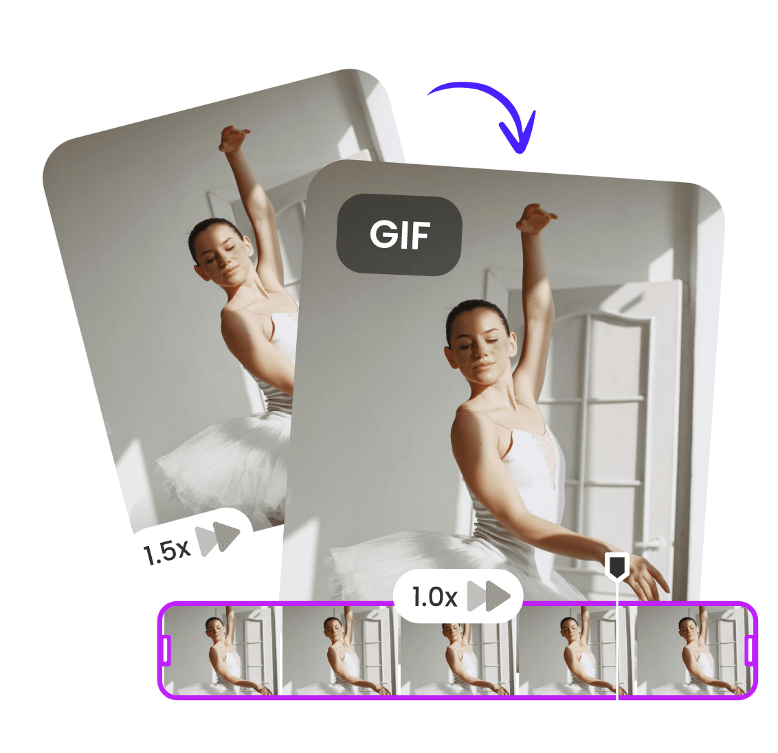 Restore the speed of a ballet dancer GIF from 1 5x to 1x