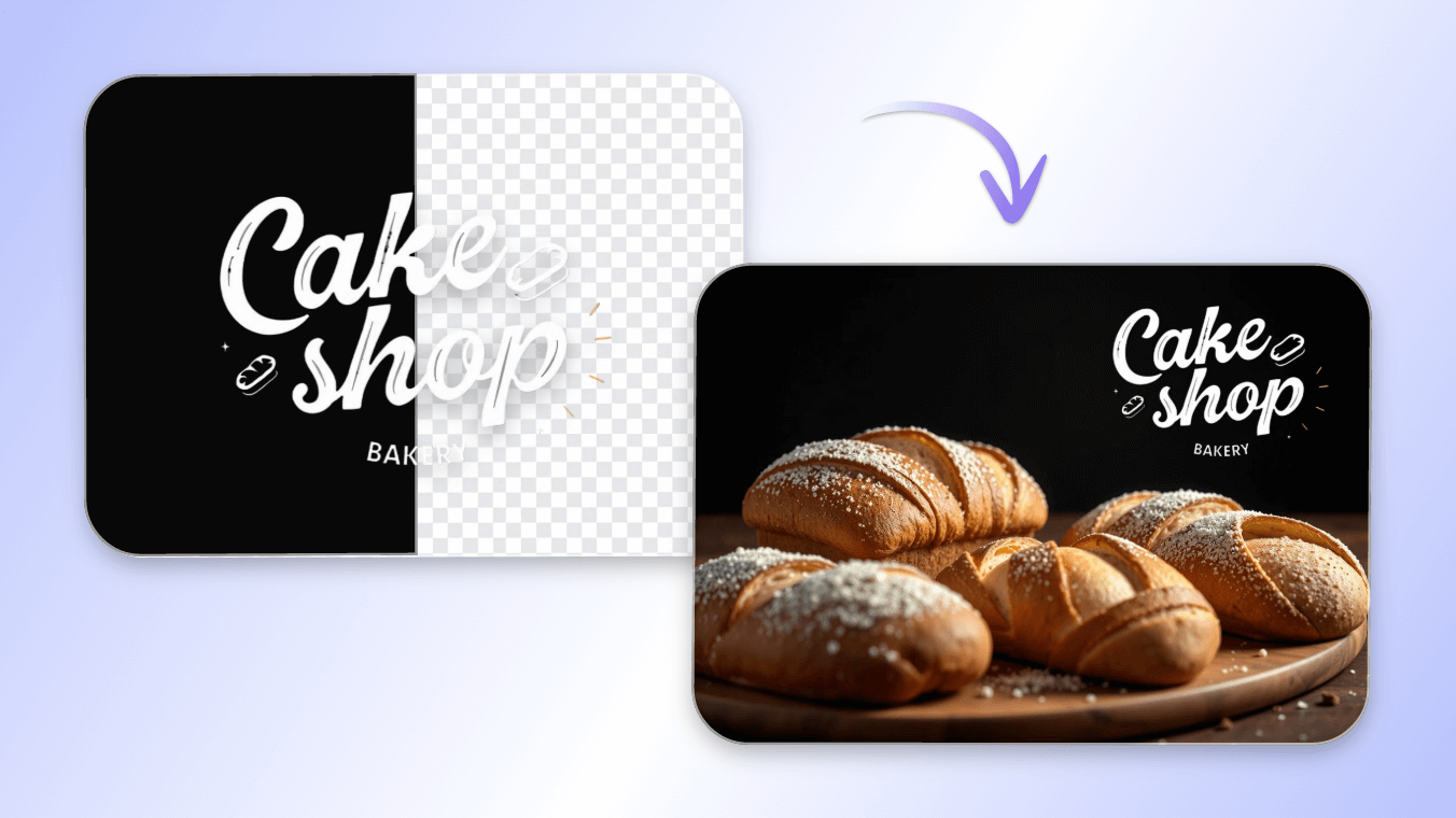 Rremove black background from a logo image and use it on a bread shop banner