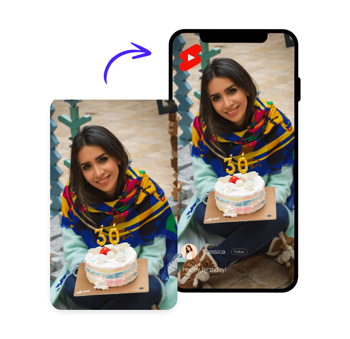 Share a youtube shorts of the girls birthday on the youtube channel