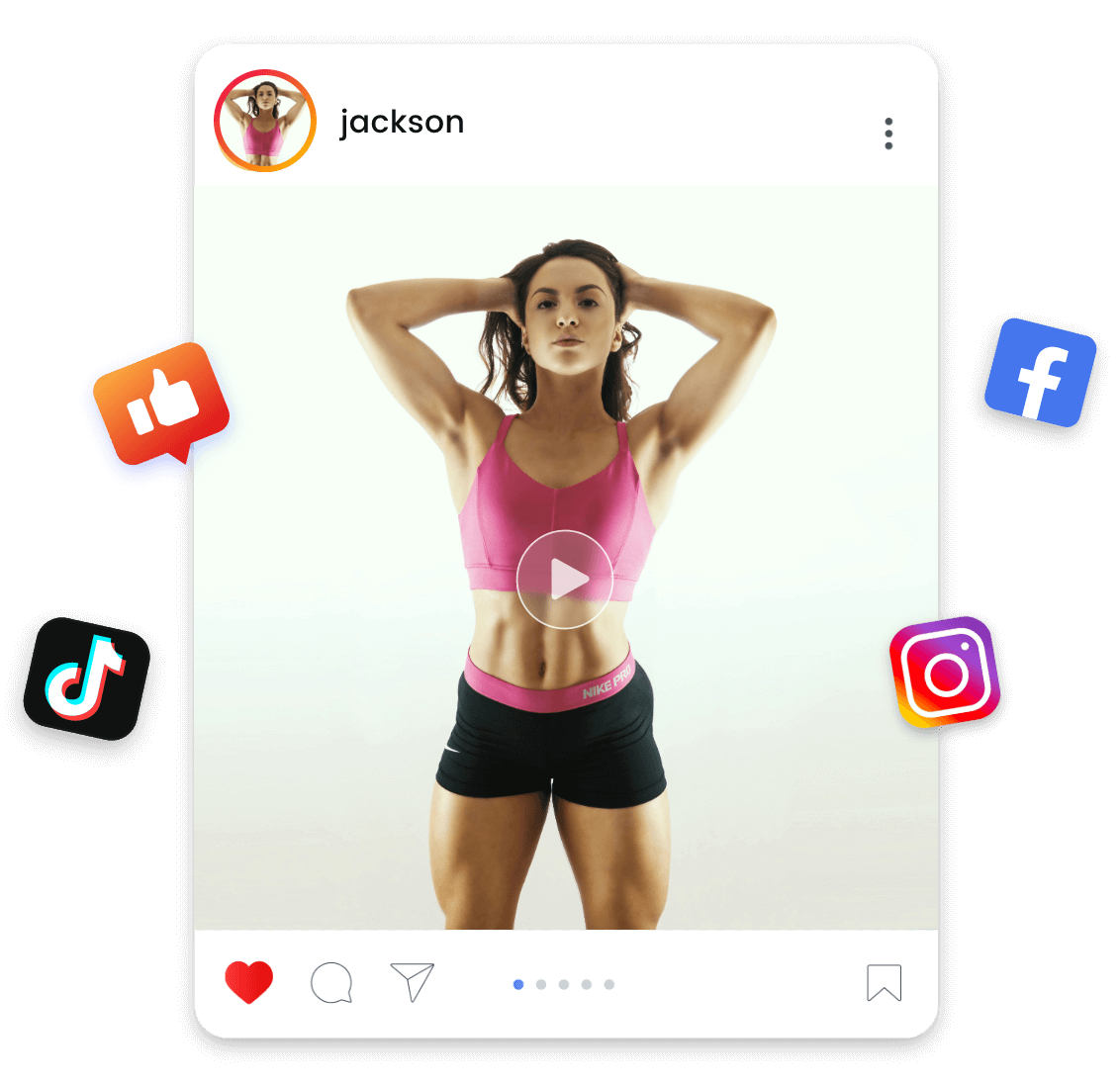 Compartilhe vídeos de crescimento muscular gerados por IA em várias redes sociais