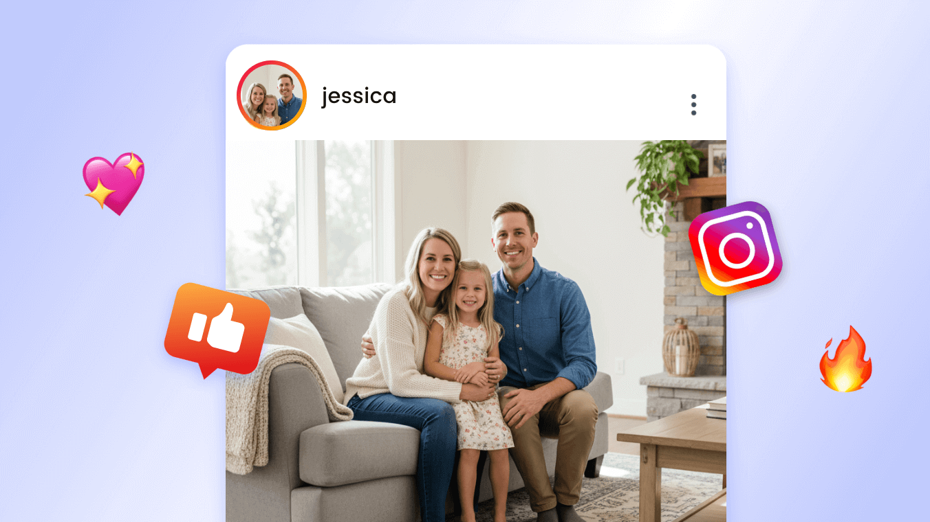 Share an ai family photo on social media