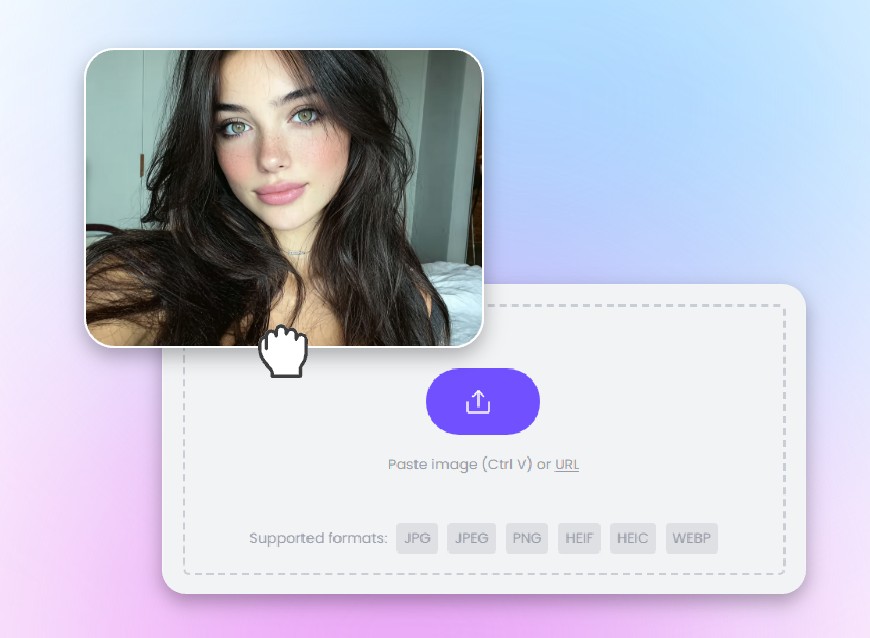 Step one upload a selfie to clipfly face symmetry test tool