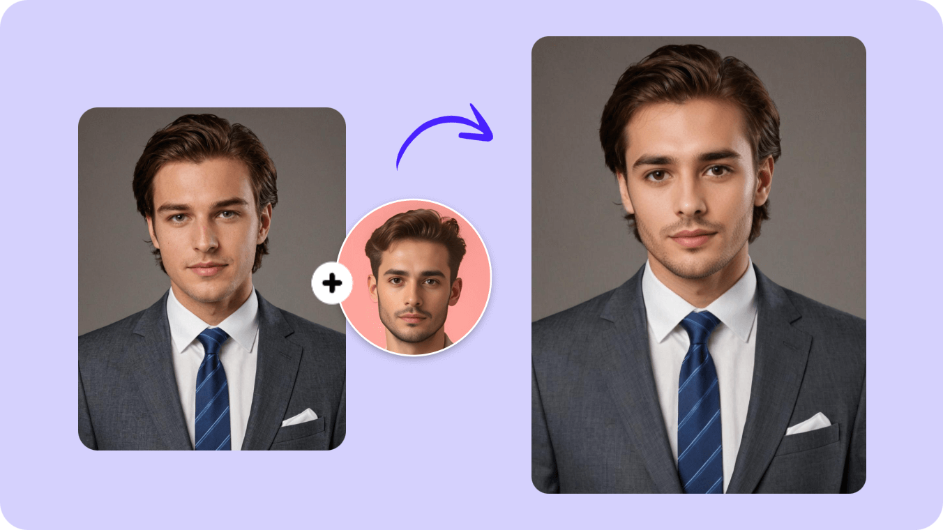 Swap face to make professional headshot