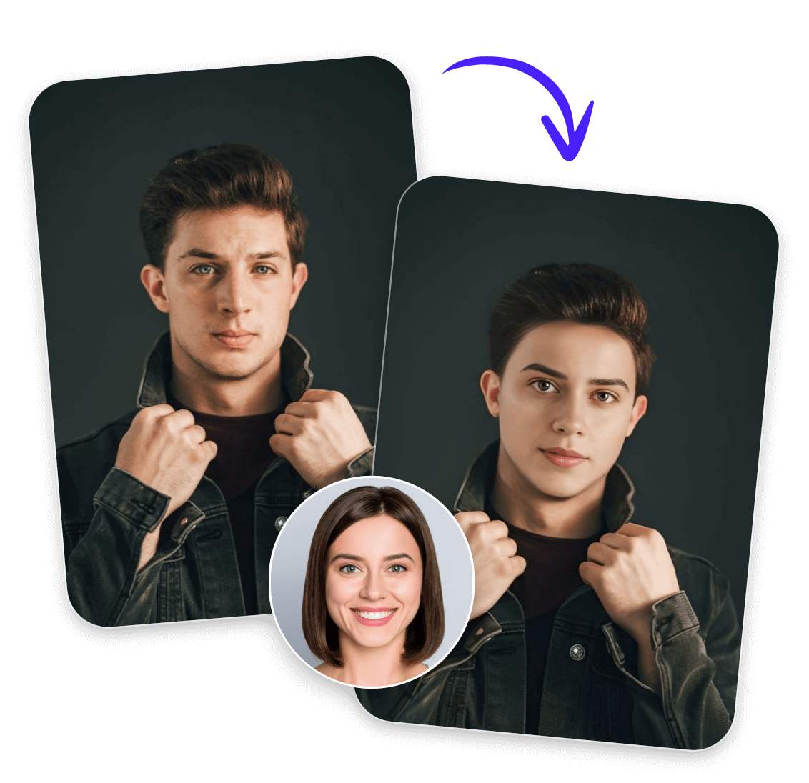 troque rostos do sexo oposto