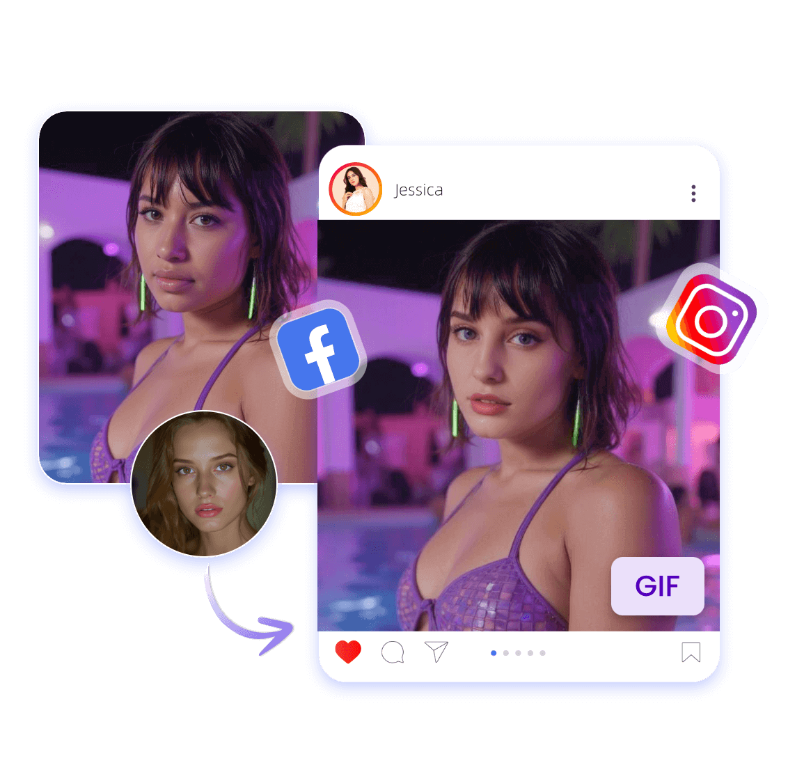 Swap the body of one girl with another girl and share it on social media