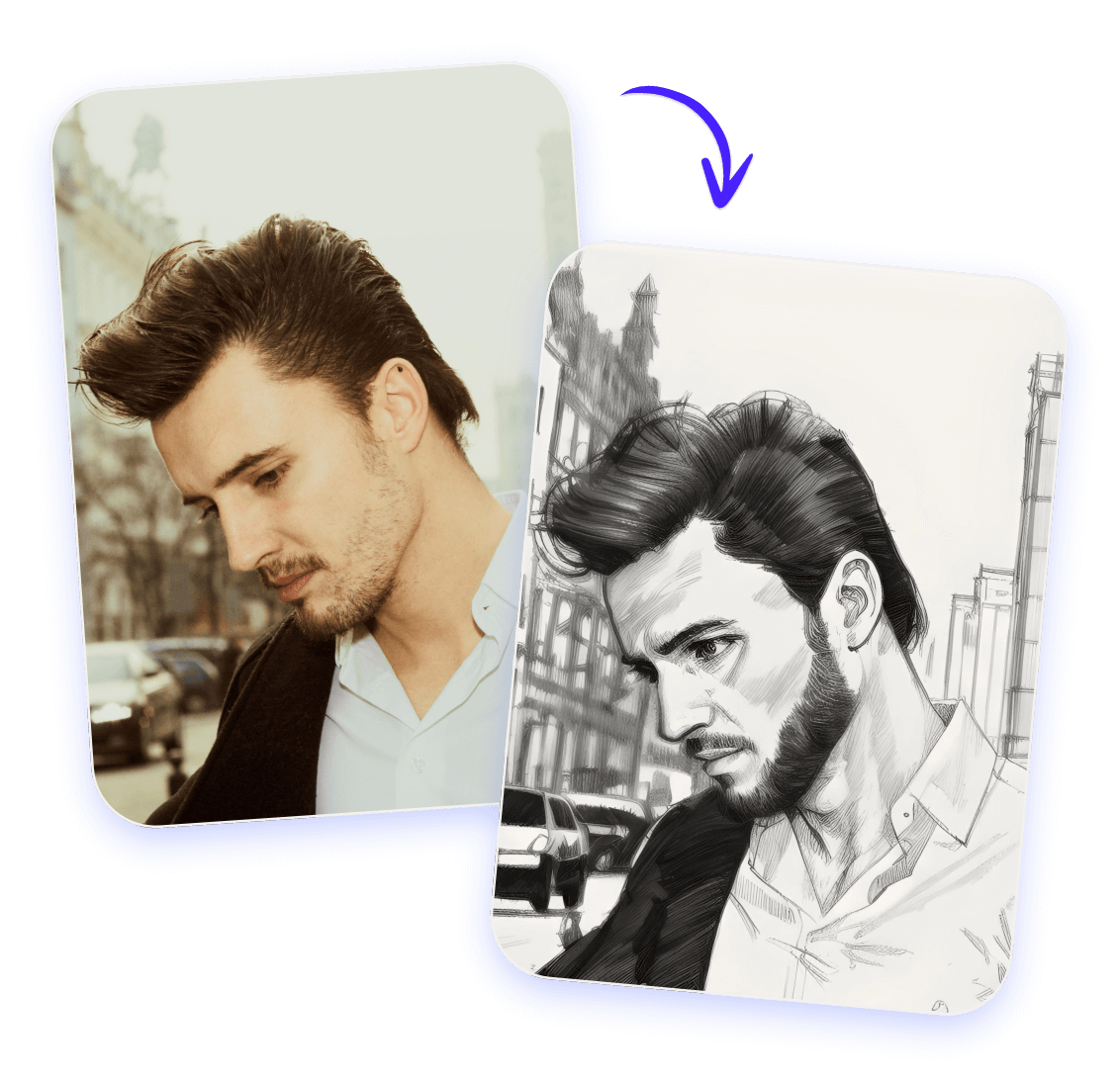 Transform a man picture to sketch style