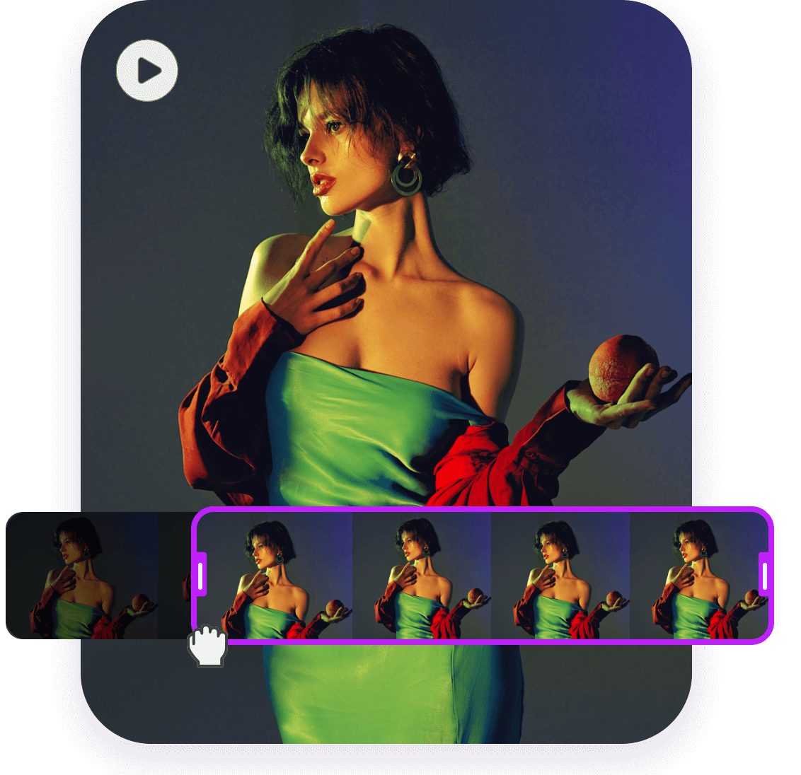 Trim a video of a lady in a green dress