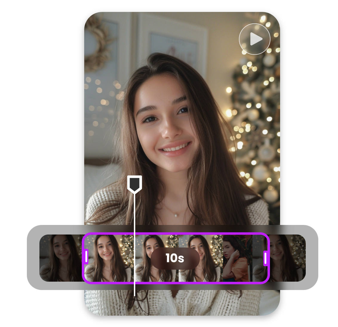 cortar e dividir para fazer um vídeo curto de uma garota sorrindo