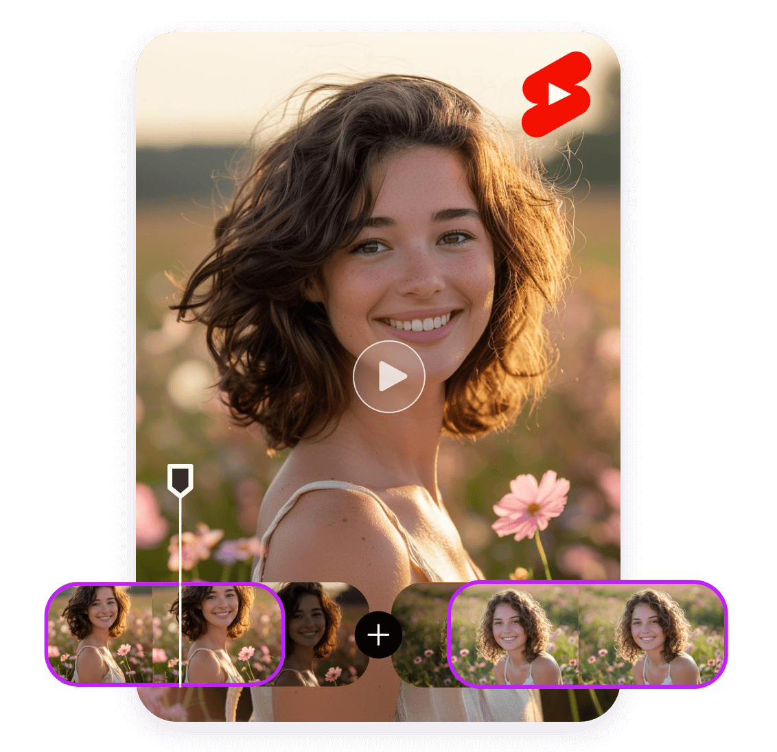 Trim and split to make a youtube shorts of a beautiful girl