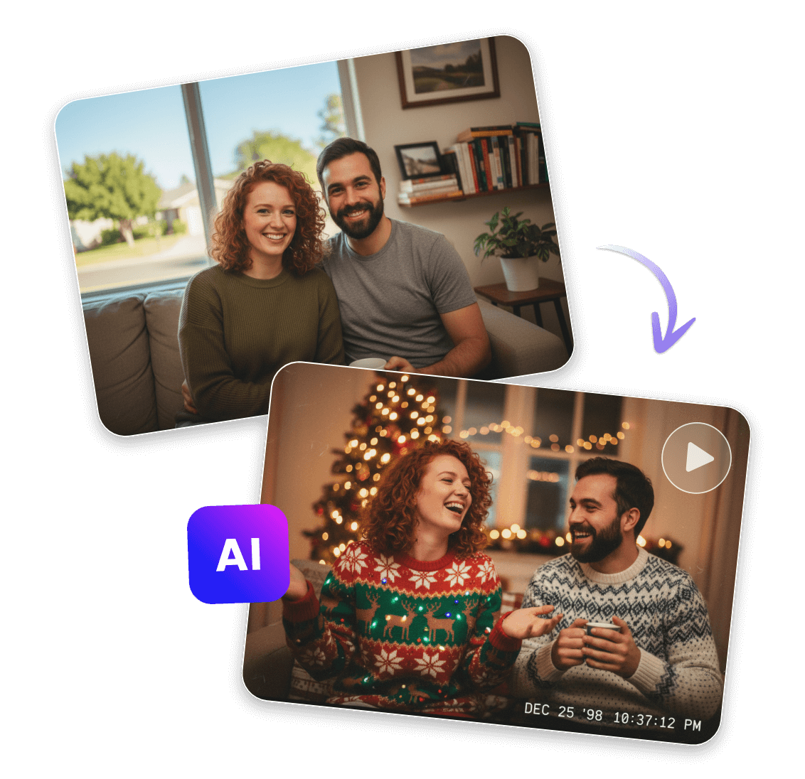 Transformer une photo de couple en une vidéo de Joyeux Noël animée