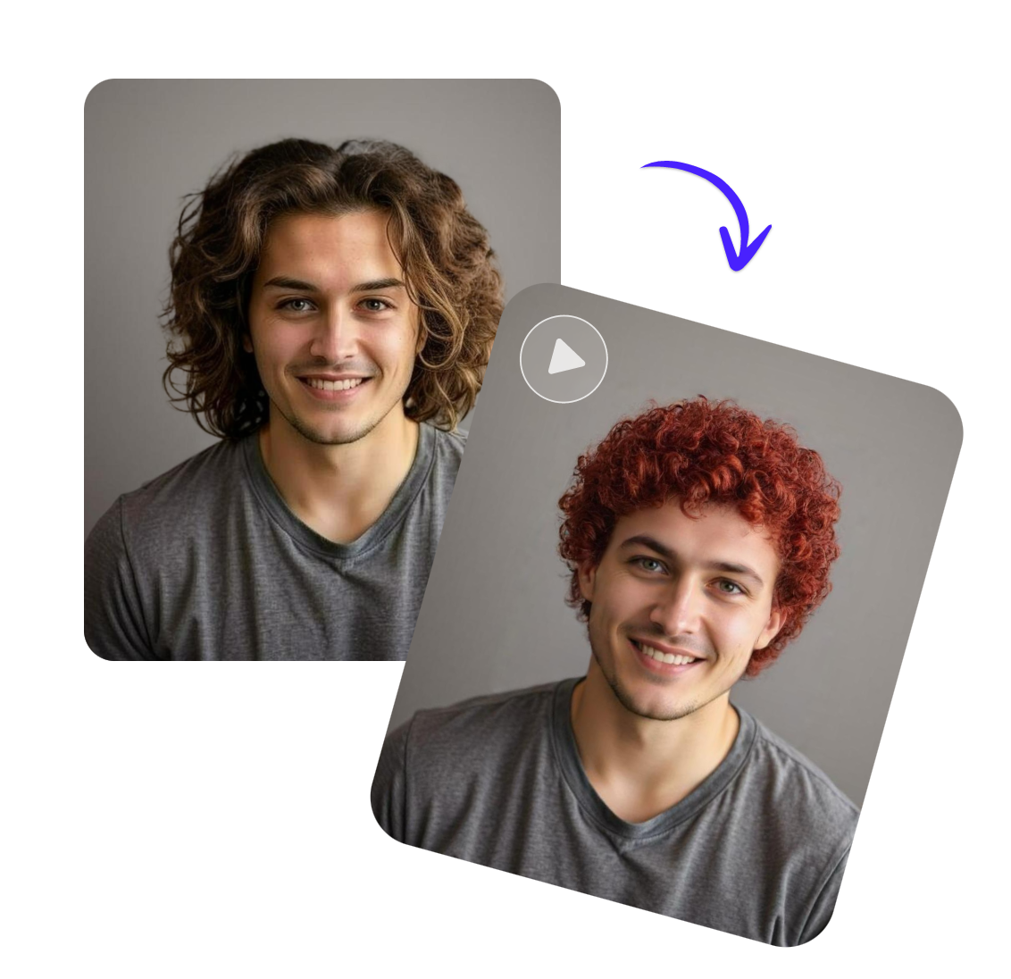 Turn a curly hair man into a red curly hair with ai