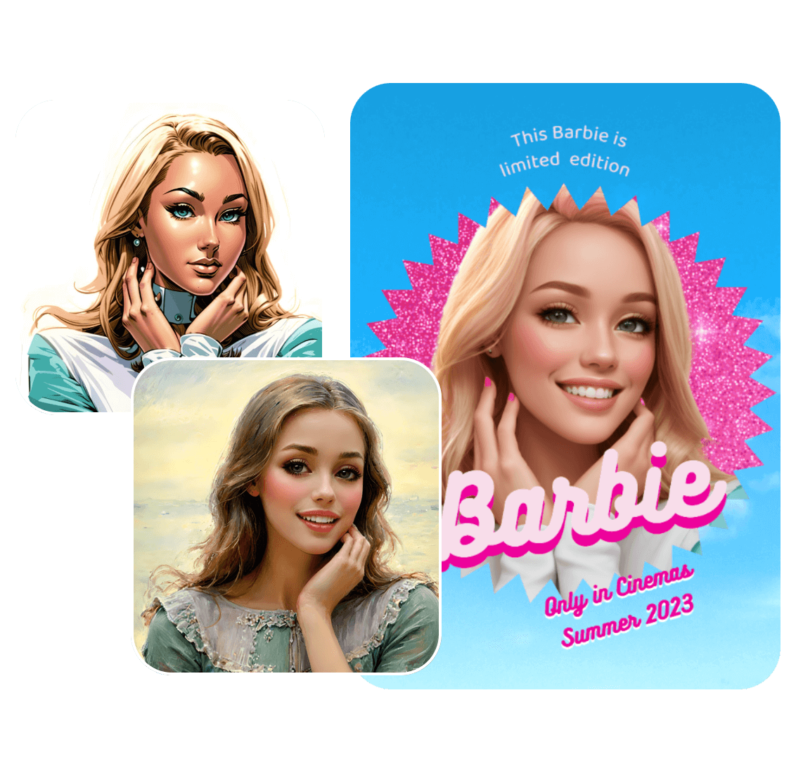 Transforme uma foto de retrato feminino em uma personagem da Barbie e use-a como design de pôster