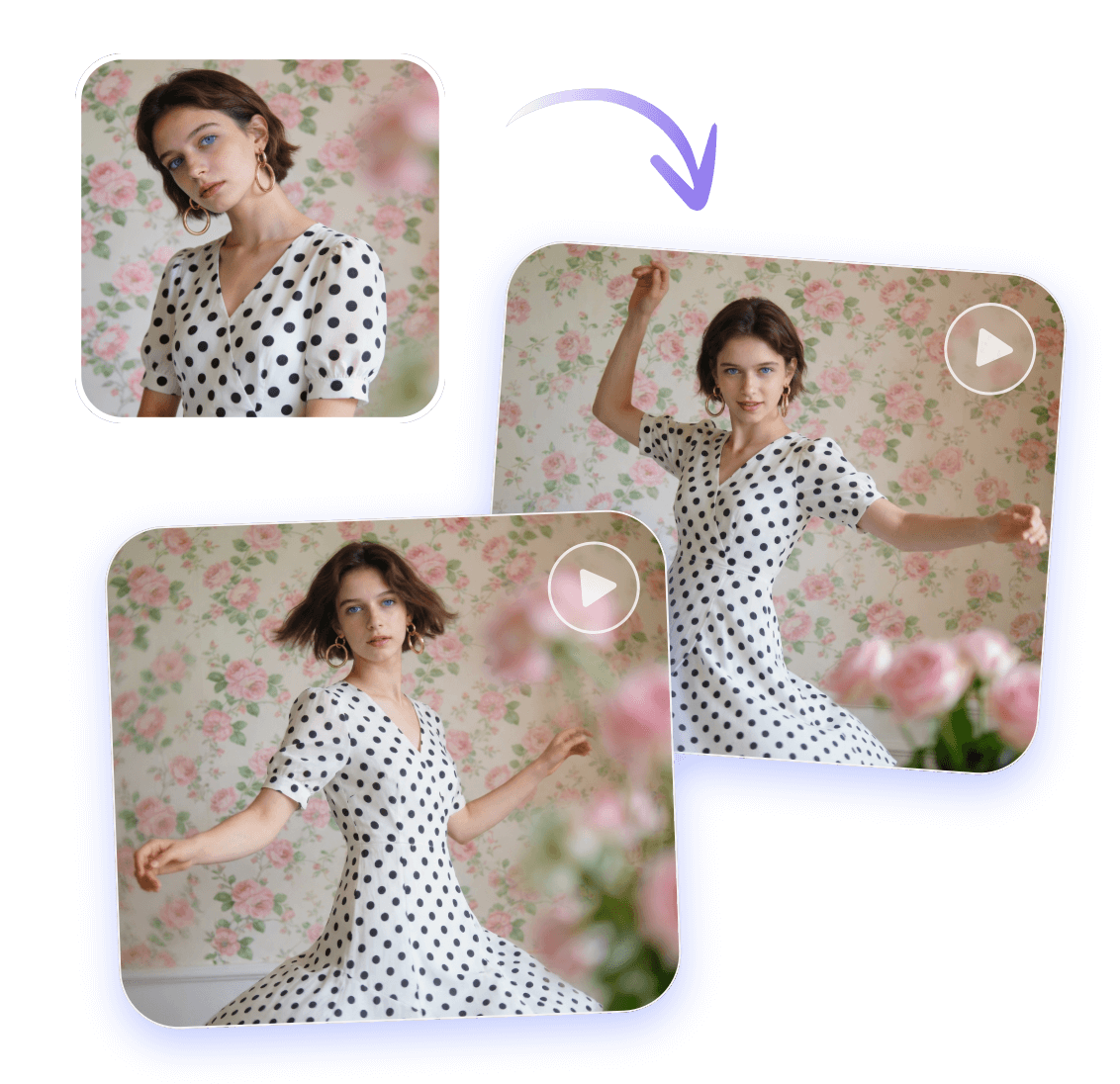 Turn a girl photo into an ai dancing video with realistic and natural movements and consistent character identity