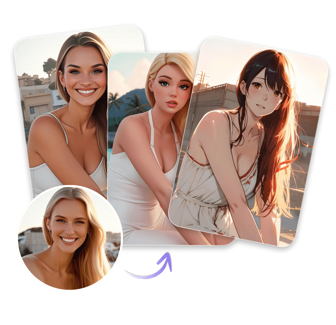 Turn a girl photo into different styles