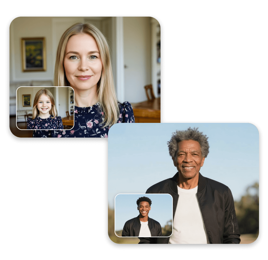 Turn a little girl into a middle aged woman and turn a black man into a senior man