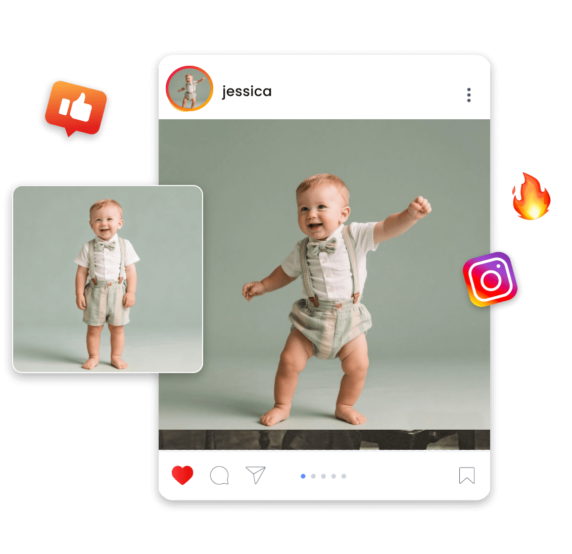 將寶寶照片製作成跳舞影片，一鍵分享至社群平台