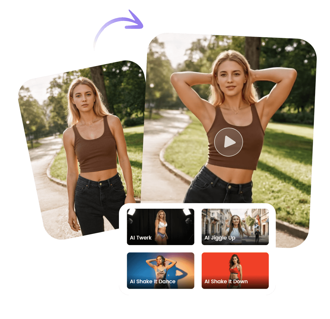 Turn a photo of a beautiful lady into an ai dancing video by choosing the desired dance style