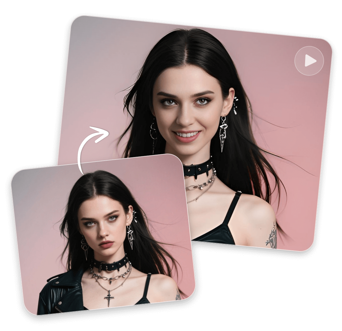 Turn a photo of a cool lady into a dynamic smiling video