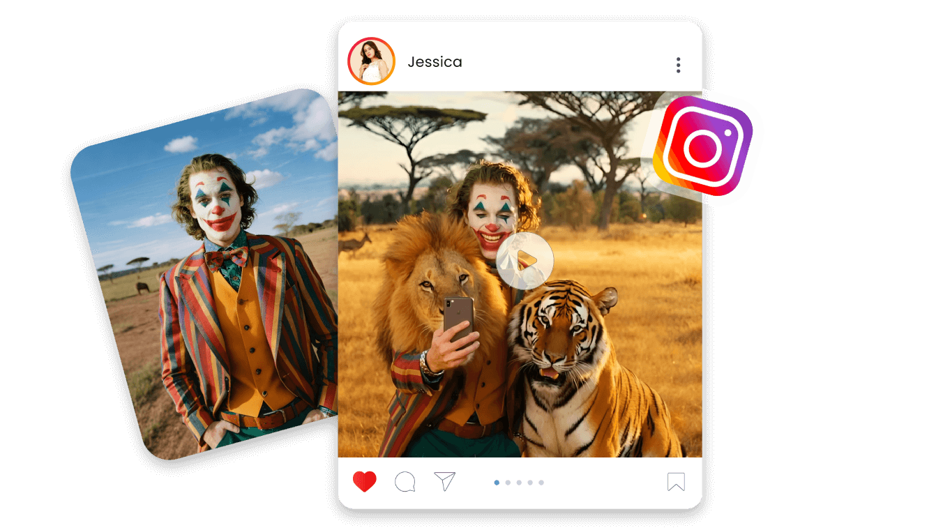 Turn a photo of a joker into an animated video and share it on social media