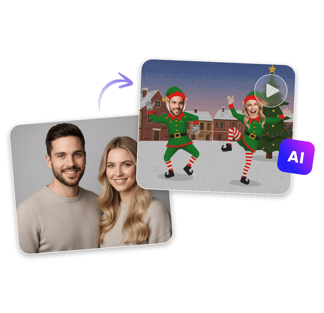 Turn a photo of a man and a woman into an elf yourself video with ai