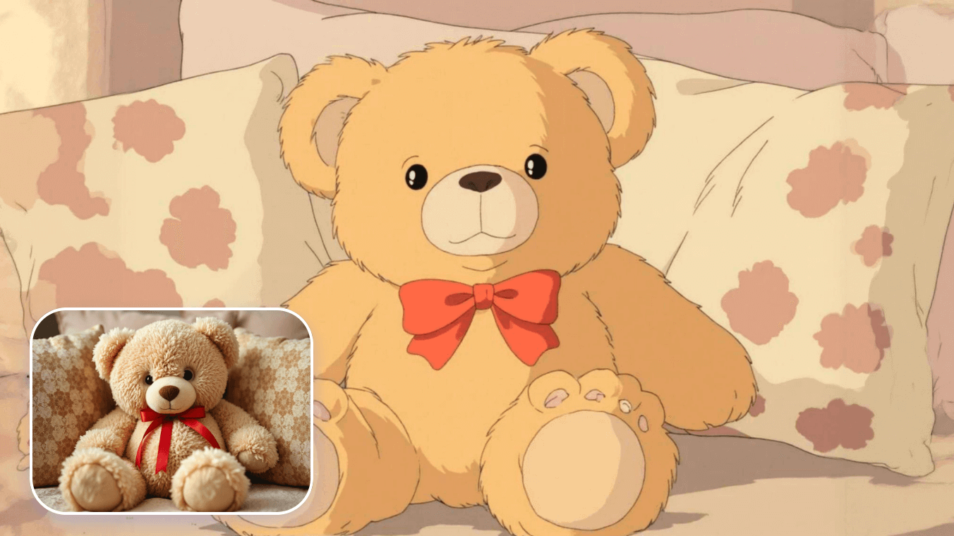 Ein Bärpuppe in Ghibli-Stil umwandeln