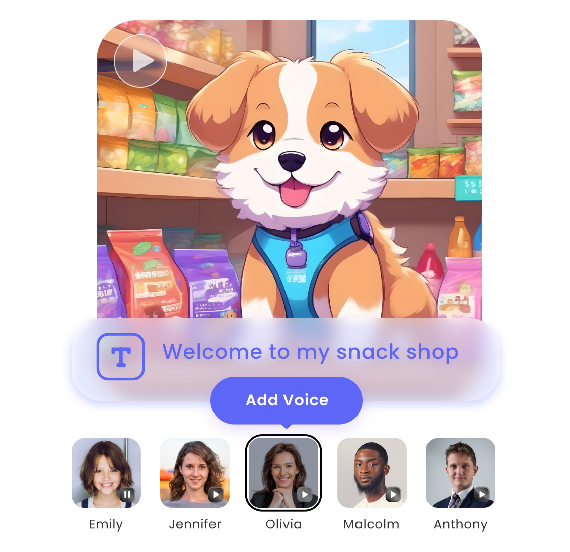 Transforme uma foto de um cachorro de anime em um avatar animado falante