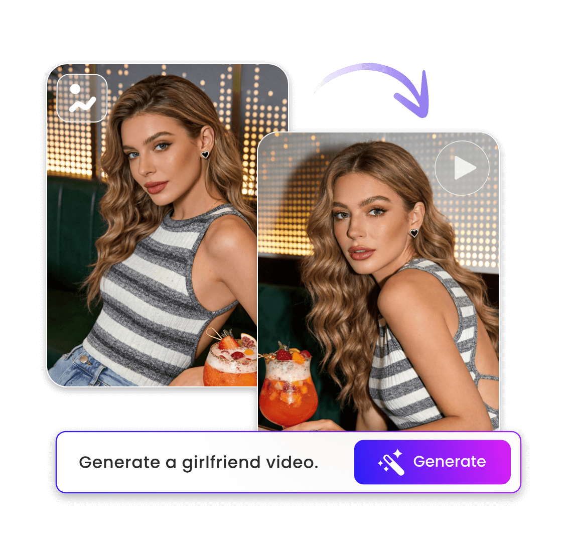 Turn a static girlfriend image into a dynamic video with Clipfly AI video generator