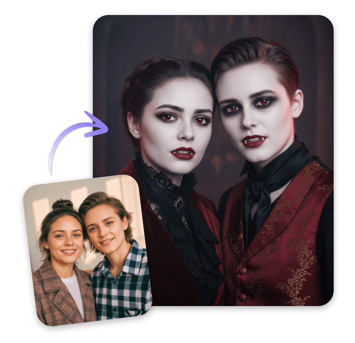 Turn group photos into vampire themed scenes