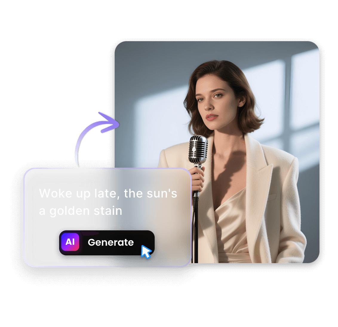 Turn lyrics into ai song with ai singing voice using clipfly