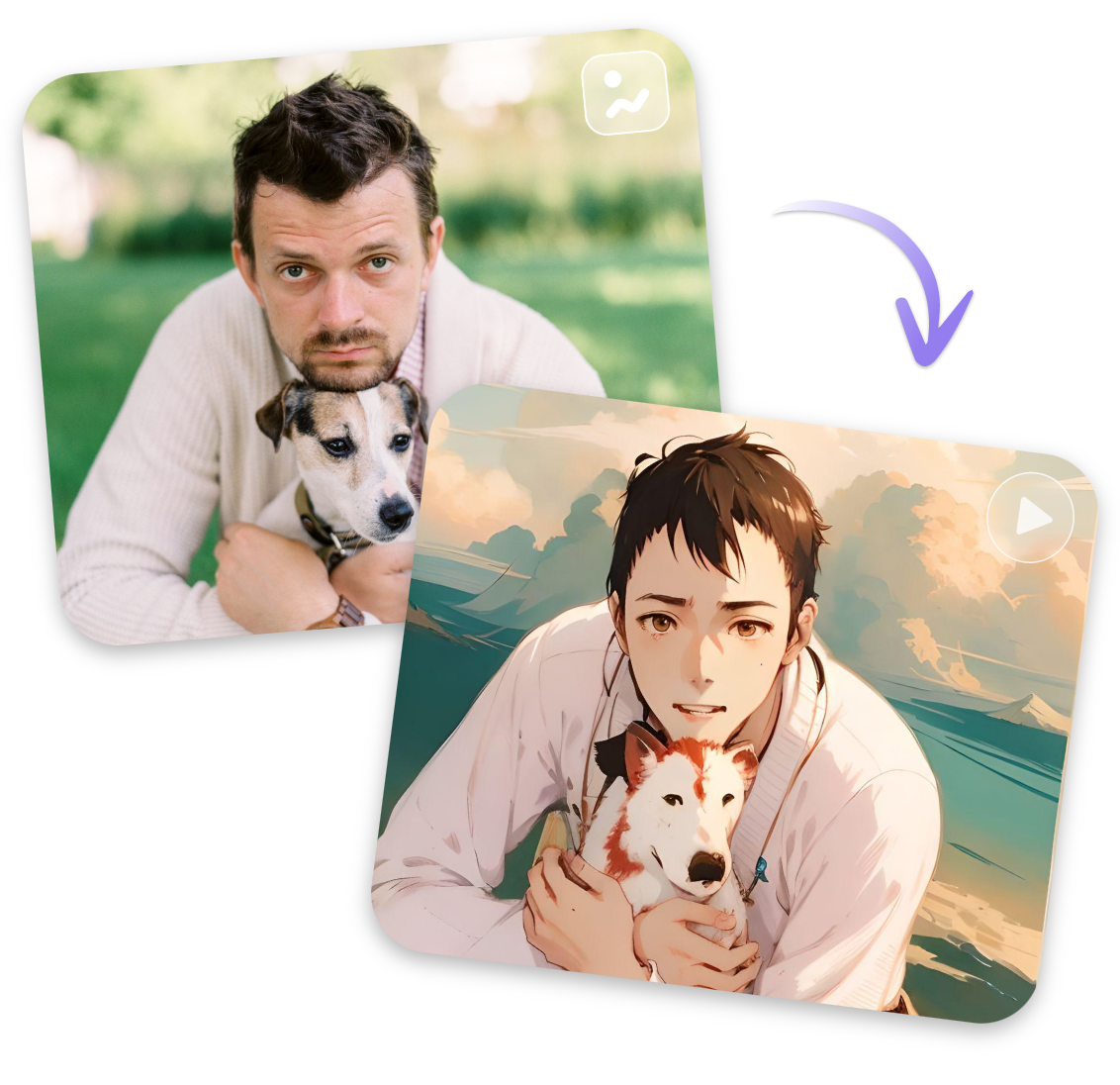 Crie um vídeo de desenho animado a partir de uma imagem no gerador de vídeos de desenho animado com IA do Clipfly