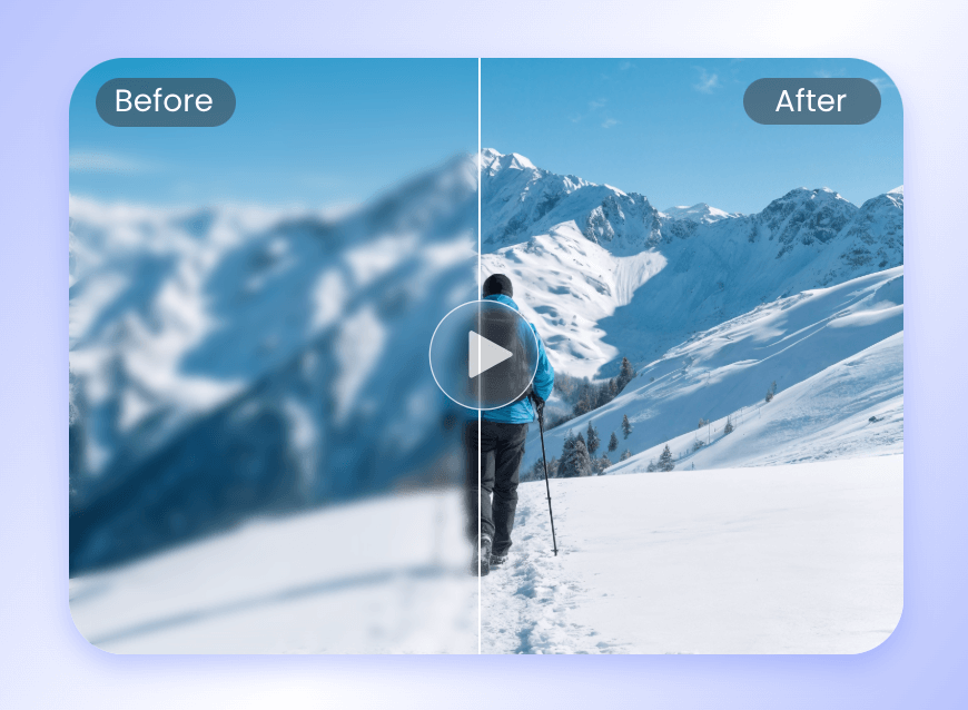 Upscale a video of a skiing man to 4k