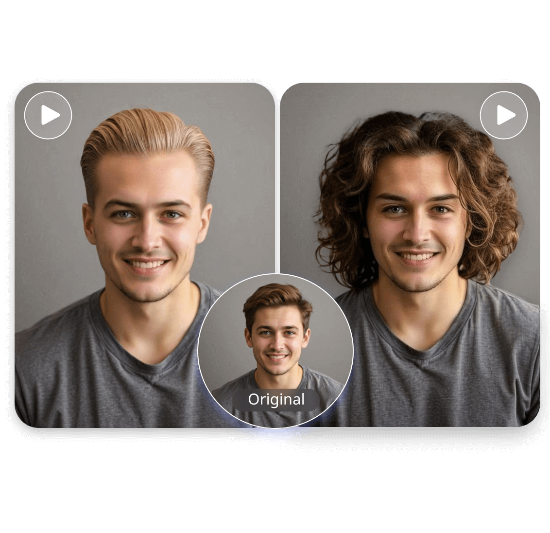 Use a photo of a boy to generate a video of different hairstyle changes