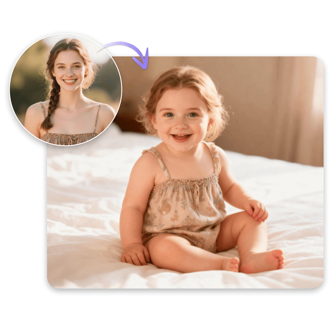 女性の写真だけでもお子さんの顔を予想できます